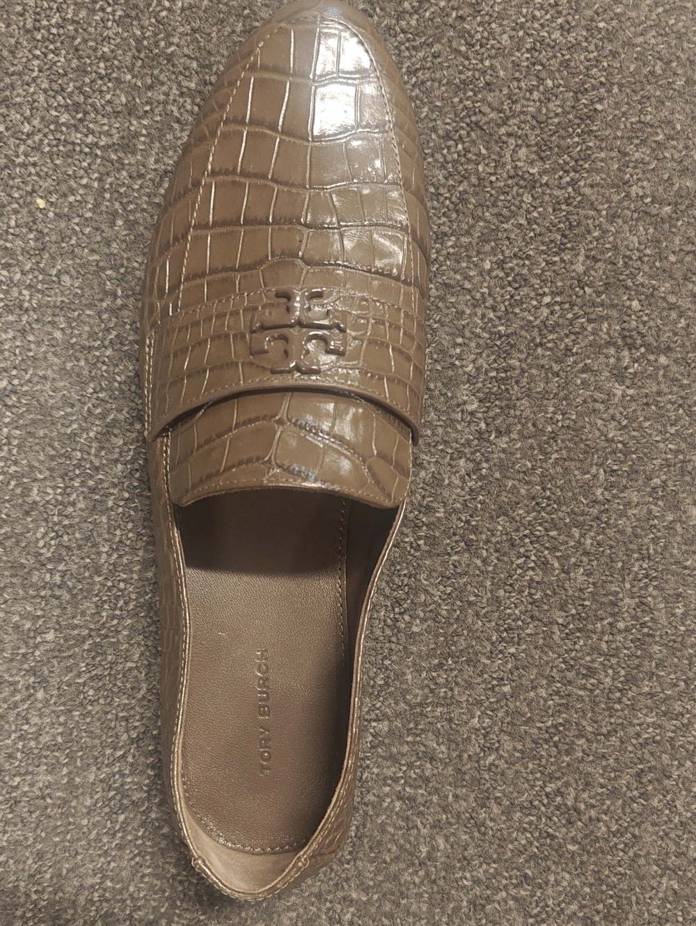 Tory Burch Mini Everly Croc-Embossed Leather Loafer in brown